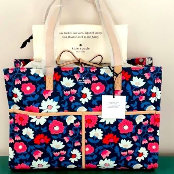 KATE SPADE NWT WASHINGTON SQUARE MEGA SAM TOTE BAG BRIGHT FLORAL PATTERN - Picture 13 of 15